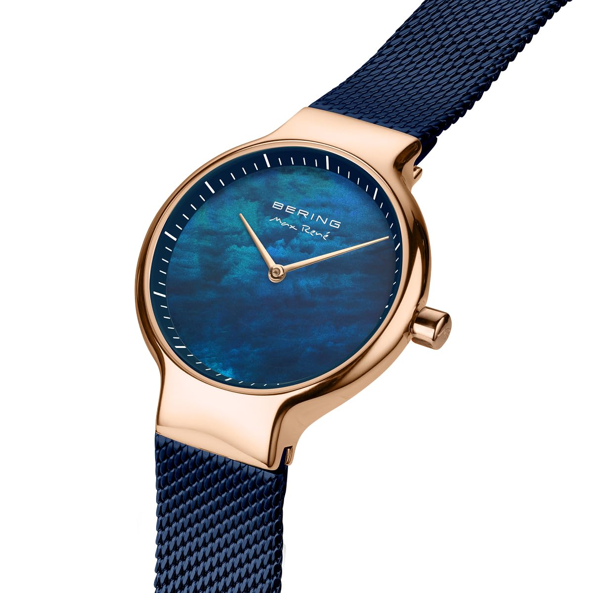 Bering Damen Quarz Uhr | Armbanduhr 27 mm Edelstahlgehäuse und Perlmutt Zifferblatt | Milanaisearmband | Saphierglas | 5 ATM | 15527