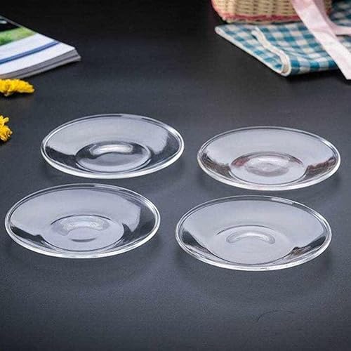 Miniatura 5 de VOSAREA 4 platillos de vidrio transparente, platos de aperitivos, platos de postre, soportes para bolsas de té, platos de vidrio pequeños para
