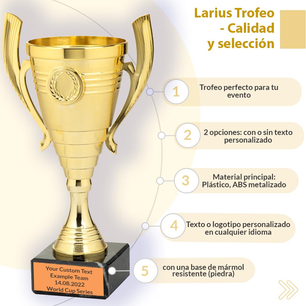 Trofeo Universal Larius de 22 cm con Base de Mármol Personalizable para Deportes y Premios