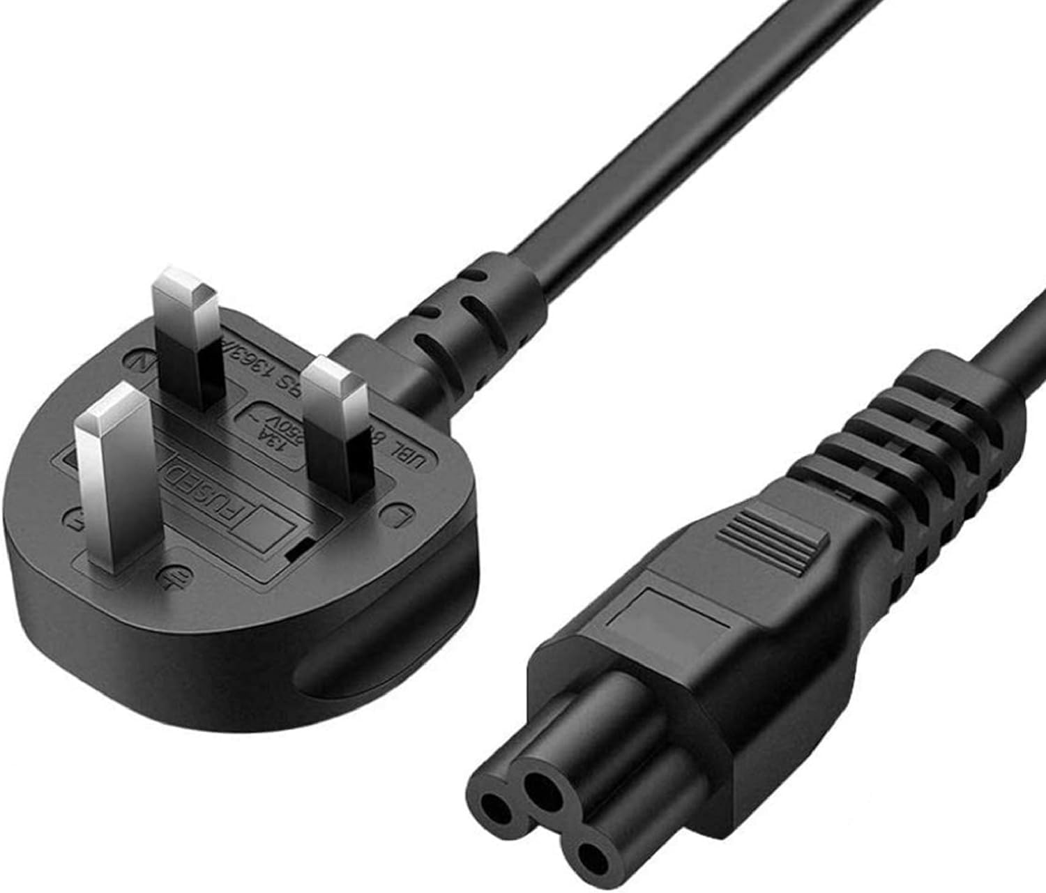 S-TEK UK Plug to C5 Laptop Power Cable 1.8m (6ft), 3 Pin Cloverleaf Power Cord 10A 18AWG, Replacement AC Lead for Laptop Charger Adapter, Notebook, PSU
