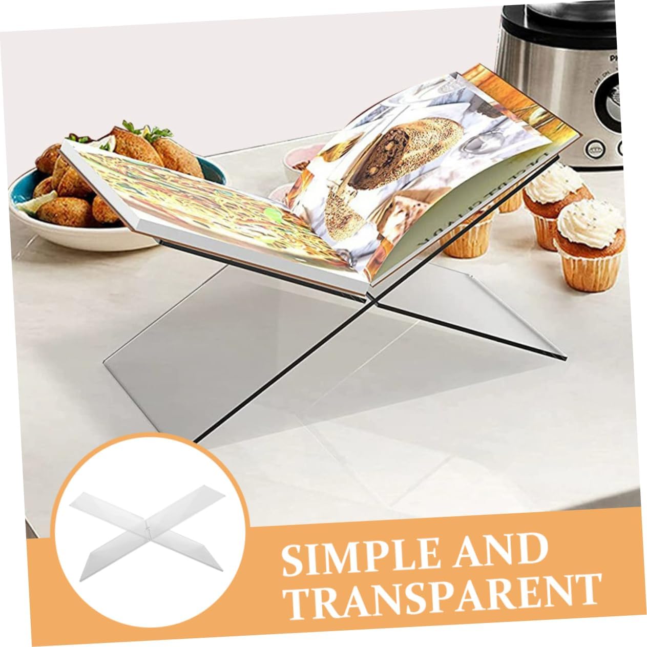 Acrylic Cookbook Stand Recipe Holder for Kitchen Display