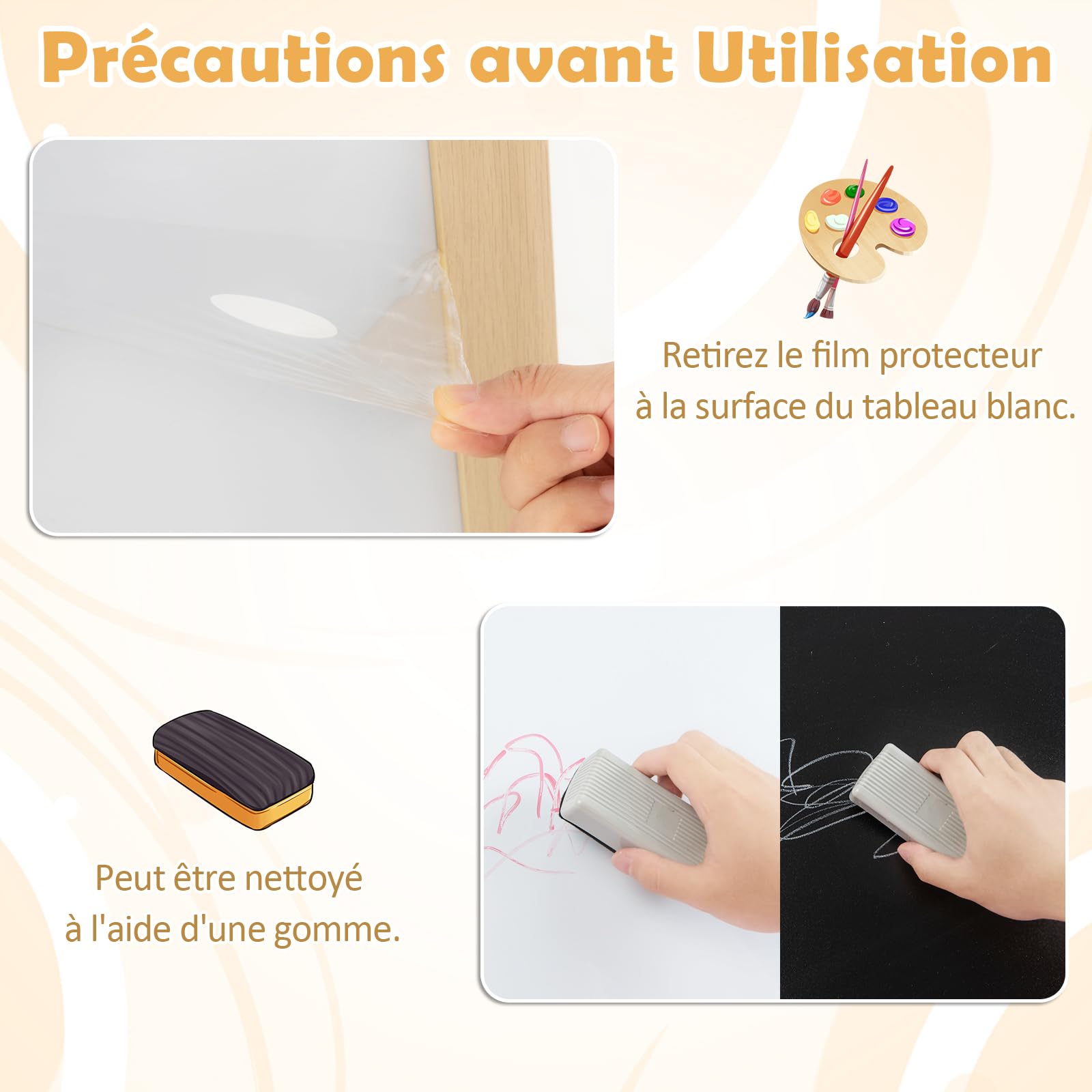 GOPLUS Caballete para niños de doble cara, Pizarra infantil de madera, Tabla de dibujo magnético con rollo de papel, cajas de almacenamiento, pintura multifunción accesorios completos (natural)