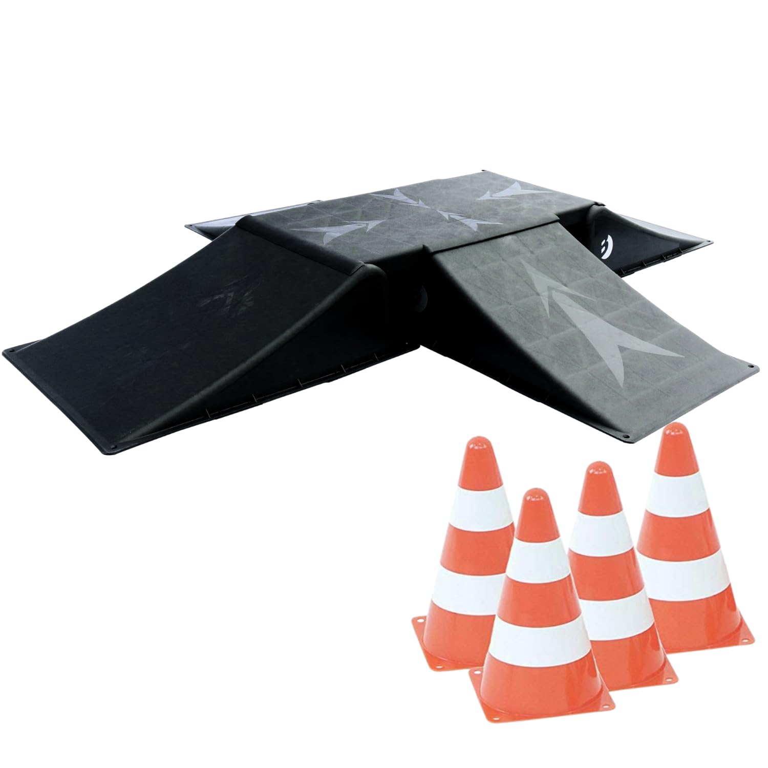 BEST SPORTING Rampen-Set Mit 4 Pylonen für Skateboard/BMX-Rad/Skater & RC Cars I 4+1-teilige Flexible Aufbaumöglichkeiten I Stabile Skateboard Rampe I Hochwertige Scooter