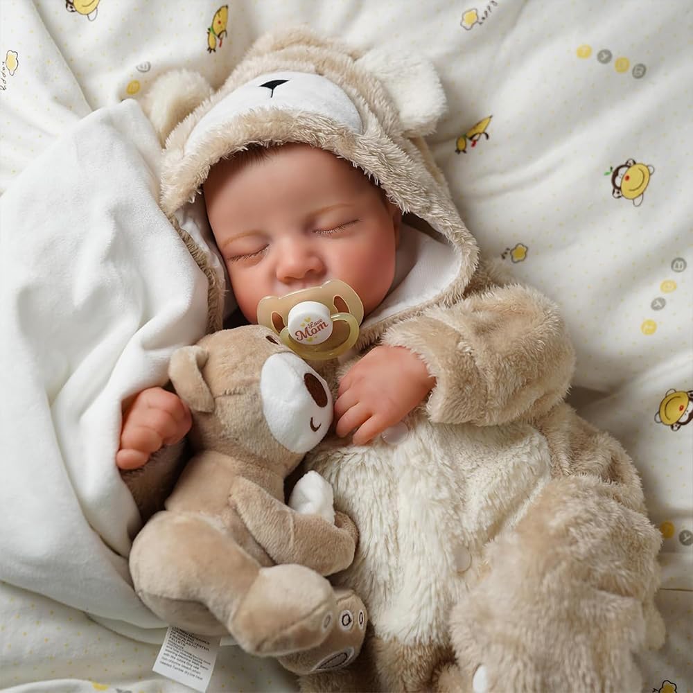 Realistyczna lalka dla niemowląt, 50 cm Reborn Baby Dolls Realistyczne dziecko, 20 cali, niemowlę Reborn Silikonowe Pełne ciało z zamkniętymi oczami - dla dzieci powyżej 3 lat