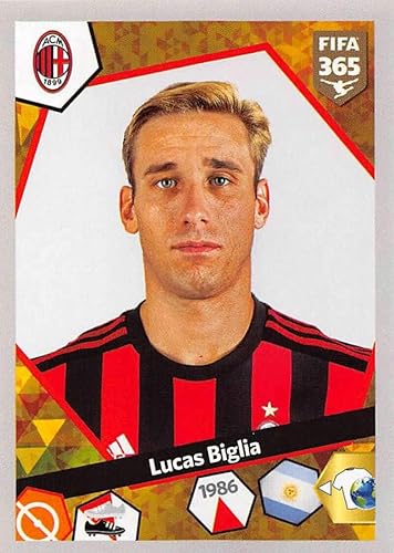 Miniatura 1 de 2017-18 Panini FIFA 365 Stickers Europe Soccer #E52 Lucas Biglia AC Milan Official Smaller Than Trading Card Sized Album Sticker in Raw (NM or