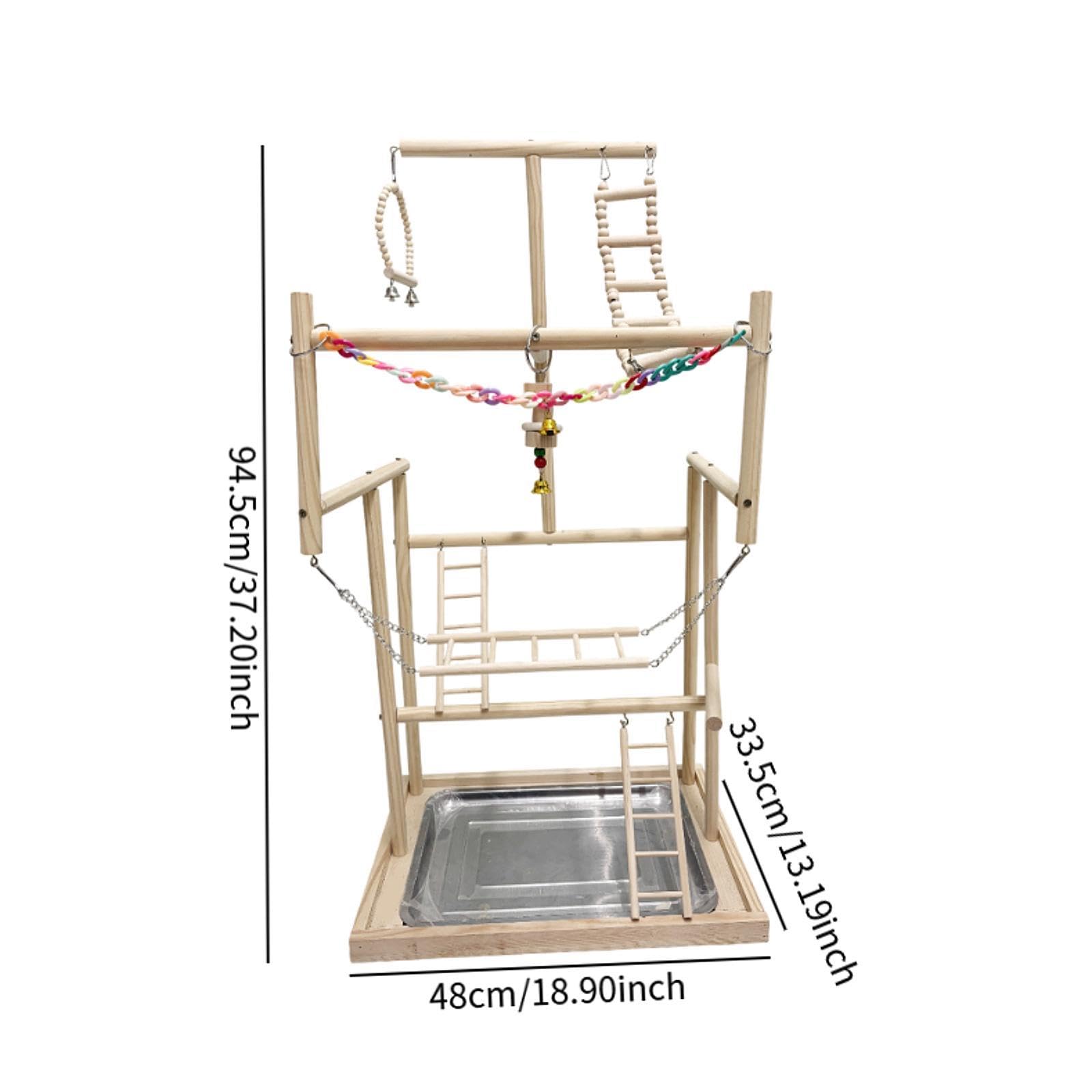 KESOTO Parque Infantil para Pájaros Y Loros, Perca de Madera, Parque Infantil para Gimnasio, Puesto de Juegos para Periquitos Pequeños, 18.9x13.19x37.2inch