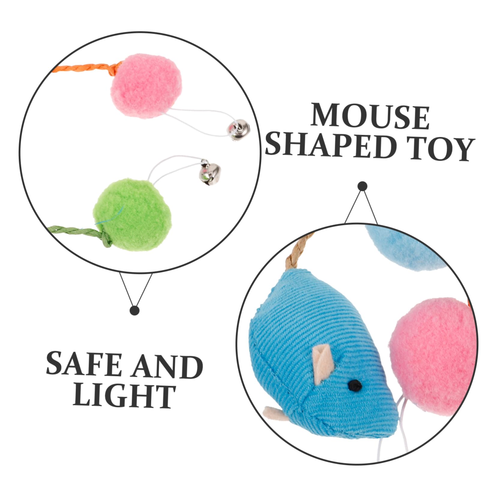 Jouets Souris en Peluche pour Chats Intérieur 6pcs avec Cloche Anti-Usure
