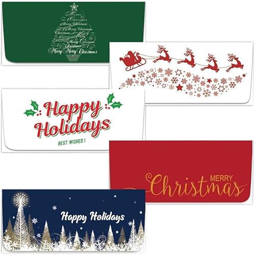 BankSupplies Sobres para monedas navideñas 6-12 x 2-78 Paquete de 250 Paquete variado Sobres de regalo para efectivo Negocios y personal