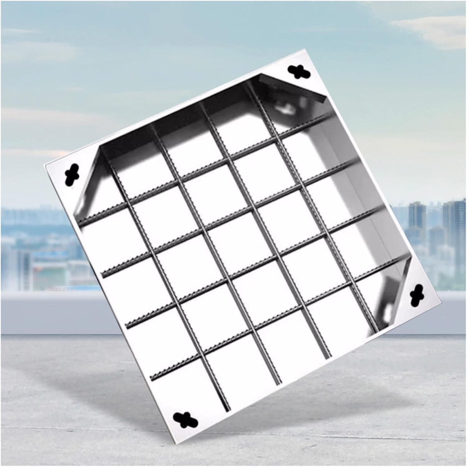 GJMSSMY Invisible Stainless Steel Manhole Cover & Frame Flush Drainage Access Lid for Patios Gardens Outdoor Spaces (8cm 80x80cm / 31.5x31.5in)