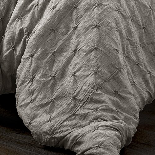 Juego de cama gris de algodón matrimonio con diseño plisado elegante 4