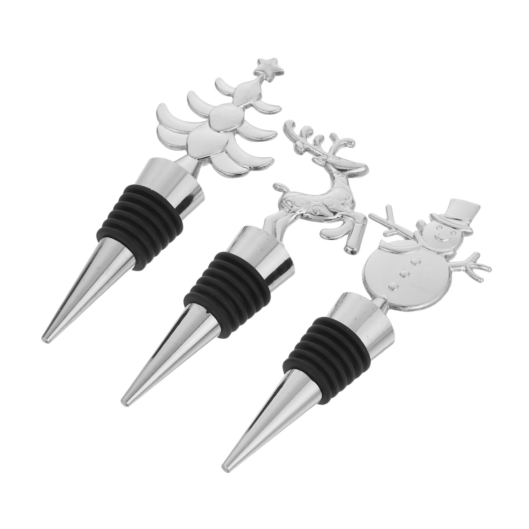 ABOOFAN 12 Piezas corchos de Vino de Navidad tapón de Vino de Navidad Tapa de Botella de Metal de Vacaciones tapón para conservas Aleación de Zinc Plata