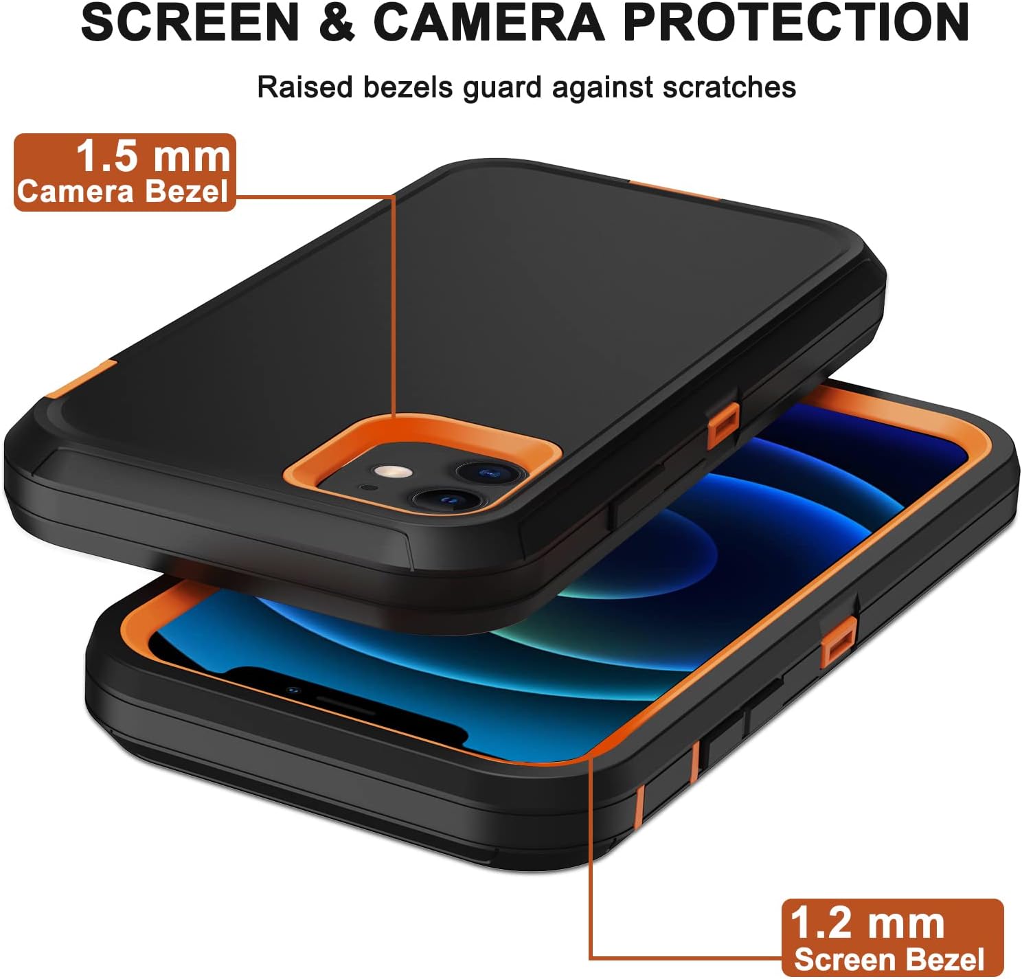 for iPhone 12 Case, iPhone 12 Pro Case with Belt Clip Holster, 2X Screen Protector, Heavy Duty Military Grade Full Body Shockproof Rugged Protective Cover for iPhone 12/12 Pro Orange - Image 5