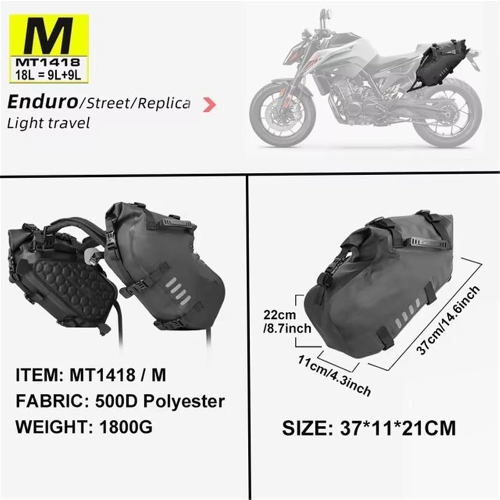 Borsa Moto Borsa Da Sella Impermeabile Per Motore 18L 28L 48L Per Scooter ADV 2 Pezzi Borsa Sella Moto(Black-18L(2 pcs))