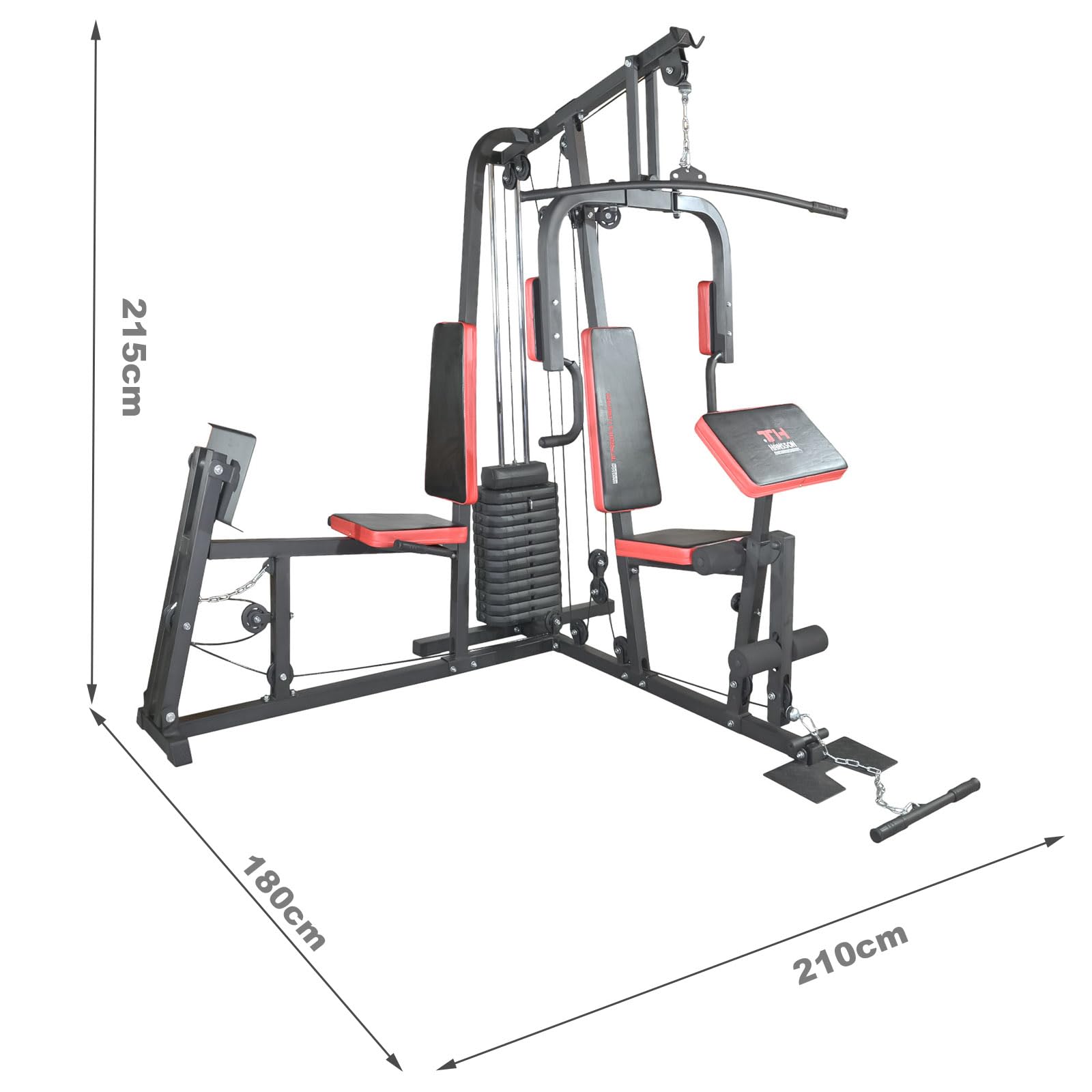 Train Hard® Kraftstation Multistation Fitnessstation Home Gym 65 kg Gewichten inkl. Beinpresse, erweiterbar (optinal): Dipstation, Beinhebe, Sit Up Bank, Stepper, Push Up Bar, Boxsackhalterung, Speedball Plattform.