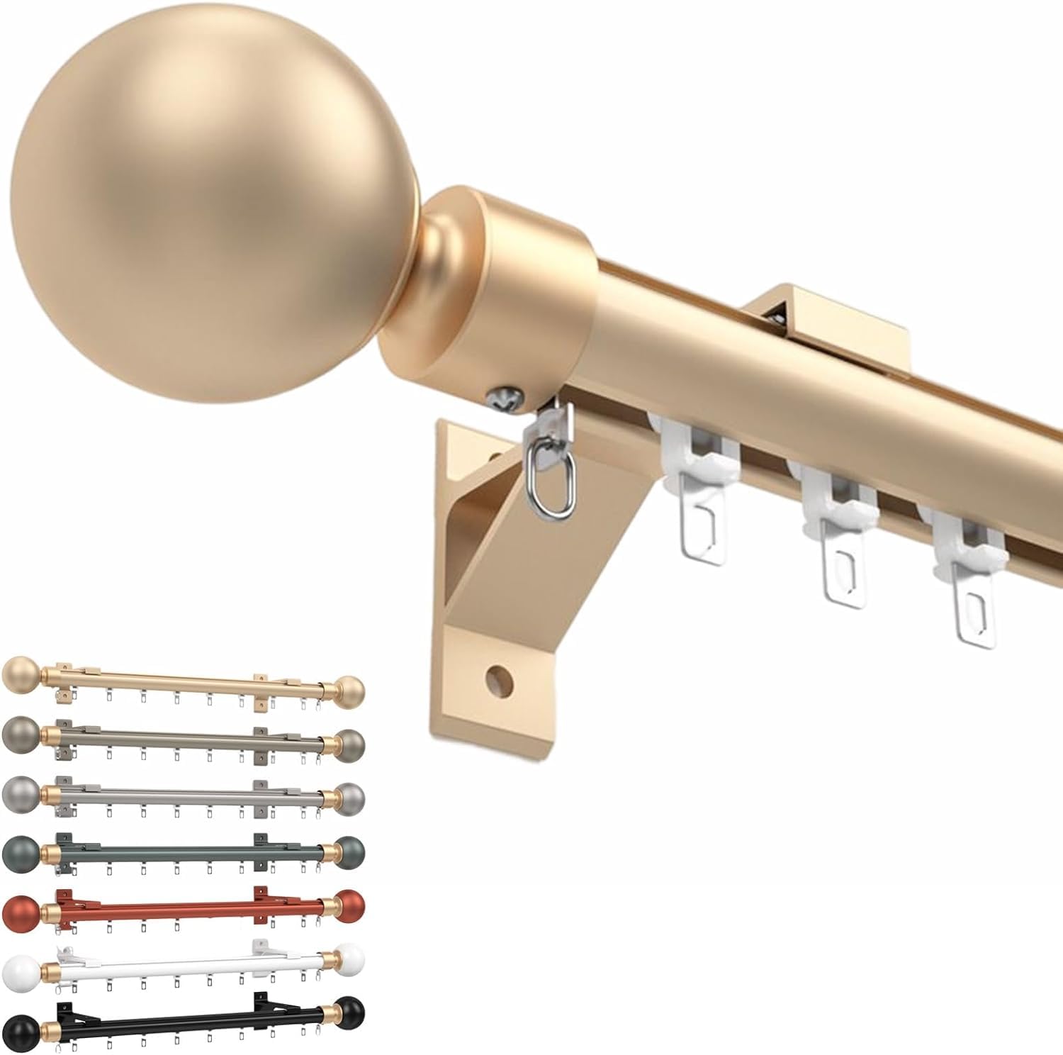 LPeMYbLi Single/Double Curtain Rod, Sliding Curtain Track,Curtain Rail Kit With Round Decorative Head,Curtain Track Suitable For Living Room/Bedroom/Balcony (Color : A-1, Size : 9.8ft/300cm)