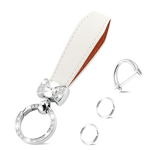 JUSTTOP Leather Keychain, Creative Bling Car Key Chain with Anti-Lost