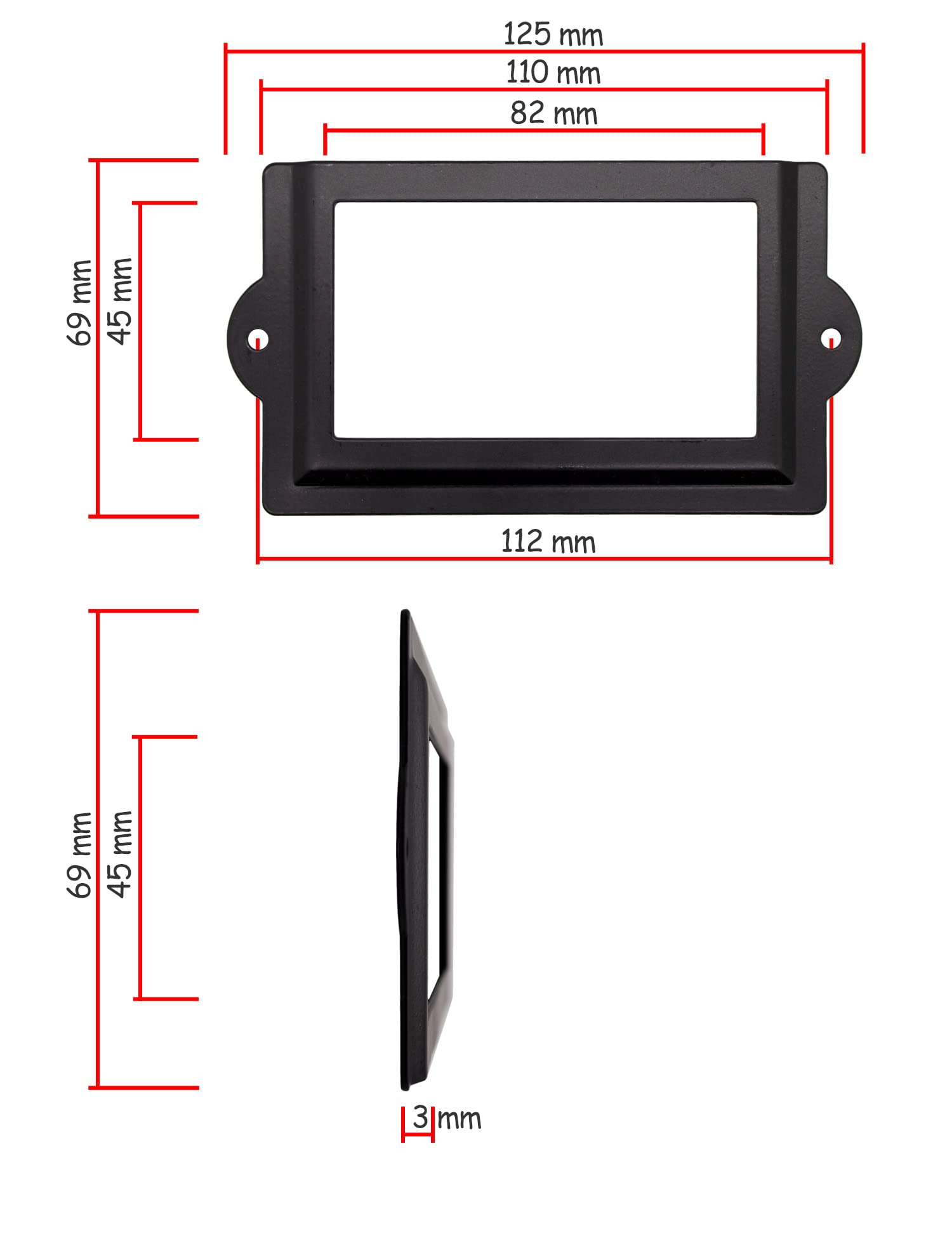 FUXXER® - 5 x duże okienko na etykiety, klasyczne wzornictwo, antyczny wygląd, do szafek aptecznych, skrzynek na fiszki, szuflad, 125 x 69 mm, zestaw 5 sztuk, czarne
