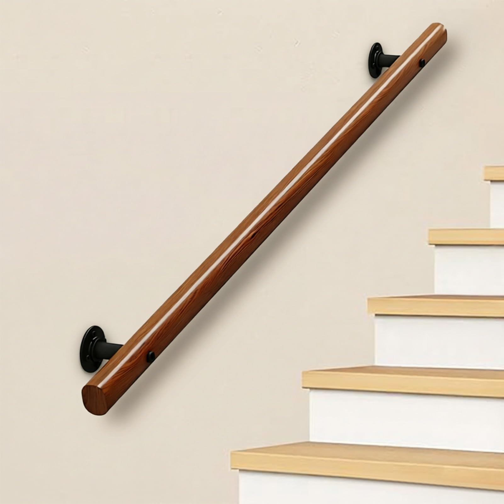 DMCHENGMA Wall Mount Wooden Grab Bar, 1.8m/2m/2.5m/2.8m 300cm Non-Slip Stair Railing for Home, Porch, Deck & Exterior Steps(13ft/390cm)
