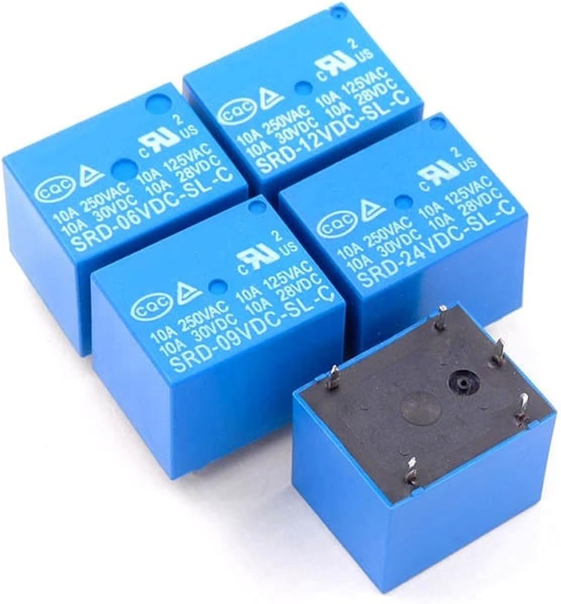 100Pcs DC Power Relay SRD-05VDC-SL-C SRD-06VDC-SL-C SRD-09VDC-SL-C SRD-12VDC-SL-C T73-5V 6V 9A 12V 24V 10A 250V 5Pin PCB Type