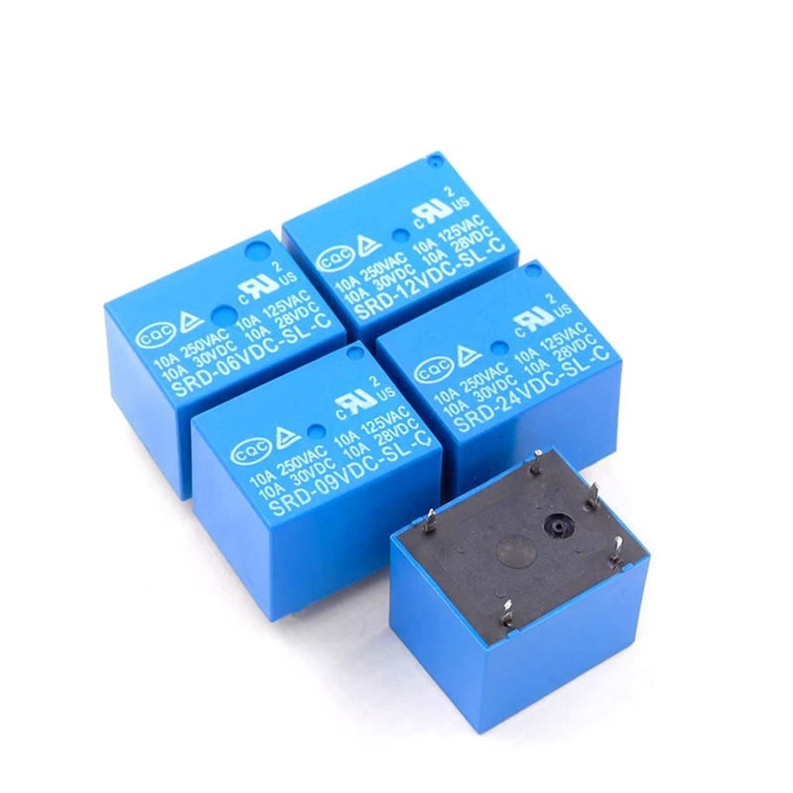 GVBAEPIEO 100Pcs DC Power Relay SRD-05VDC-SL-C SRD-06VDC-SL-C SRD-09VDC-SL-C SRD-12VDC-SL-C T73-5V 6V 9A 12V 24V 10A 250V 5Pin PCB Type