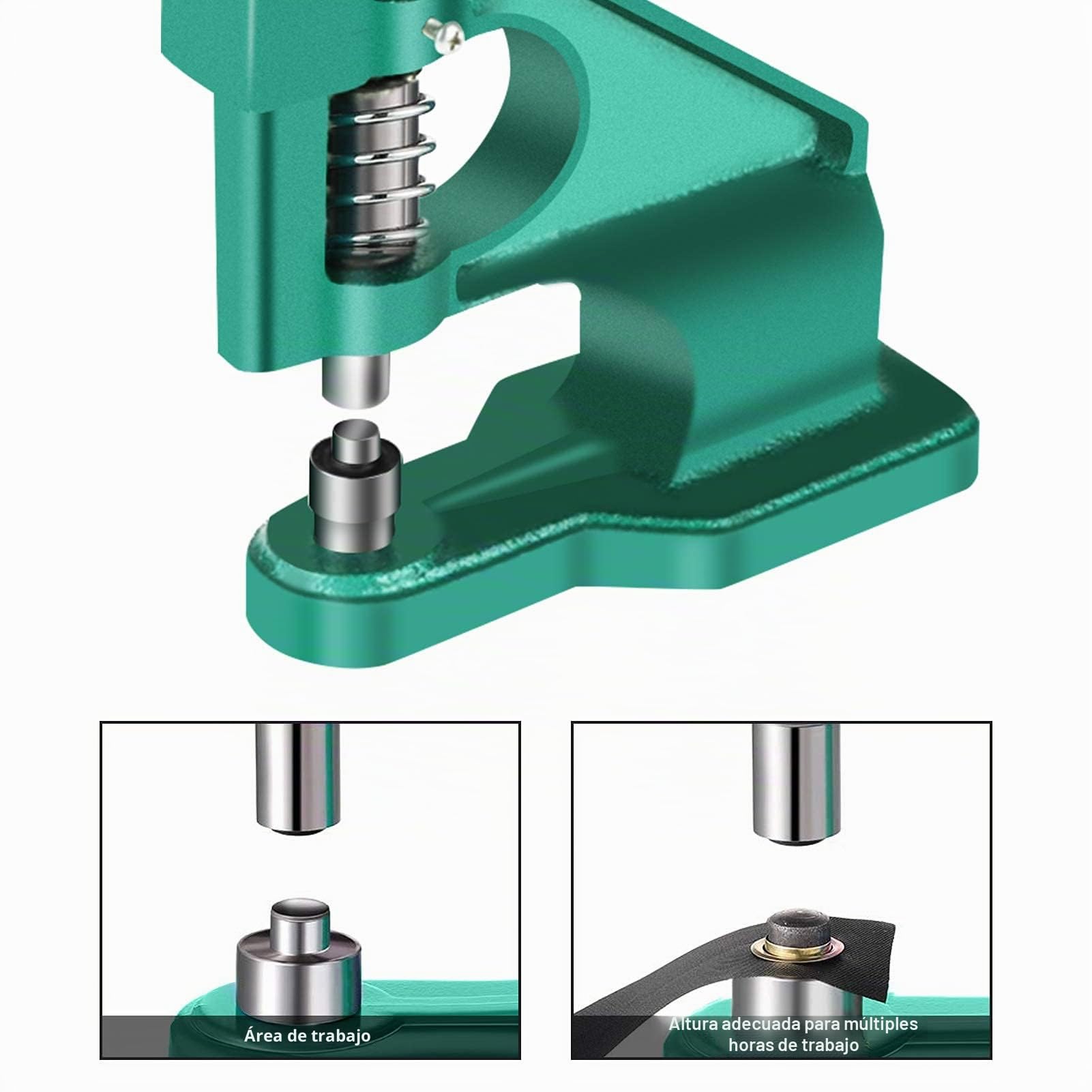 Máquina profesional remachadora de ojales, prensa de rejilla manual Máquina de ojales de mano con 3 troqueles y 1500 piezas de ojales de 6/10/12 mm