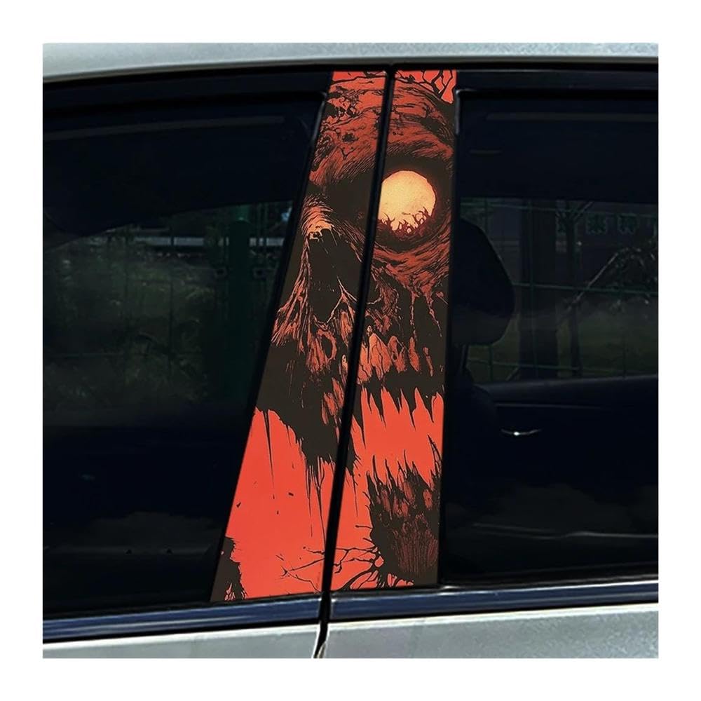 Body Parts 2PCS Skeleton Skull Car B-Pillar Stickers Auto Center Column Waterproof Decals(Type A)