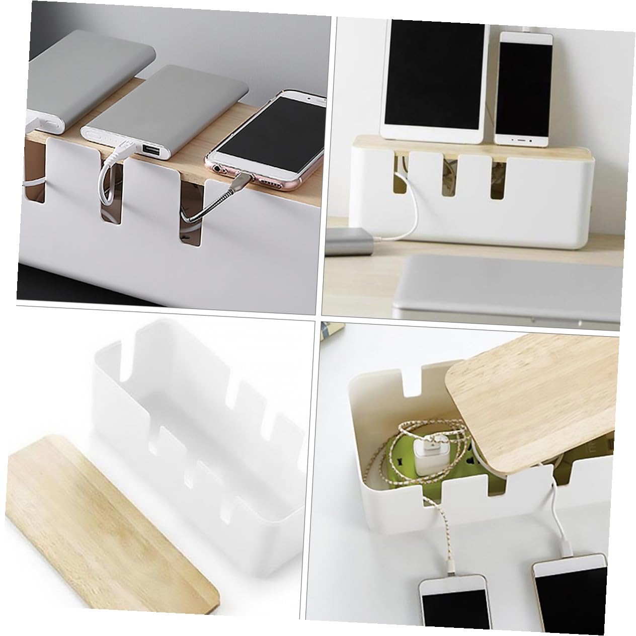 Homoyoyo Caja Organizadora para Cables con Tapa Resistente y Práctica para Enchufes Múltiples y Regletas Almacenamiento Ordenado para Escritorio y Hogar Protección y Gestión de Cables