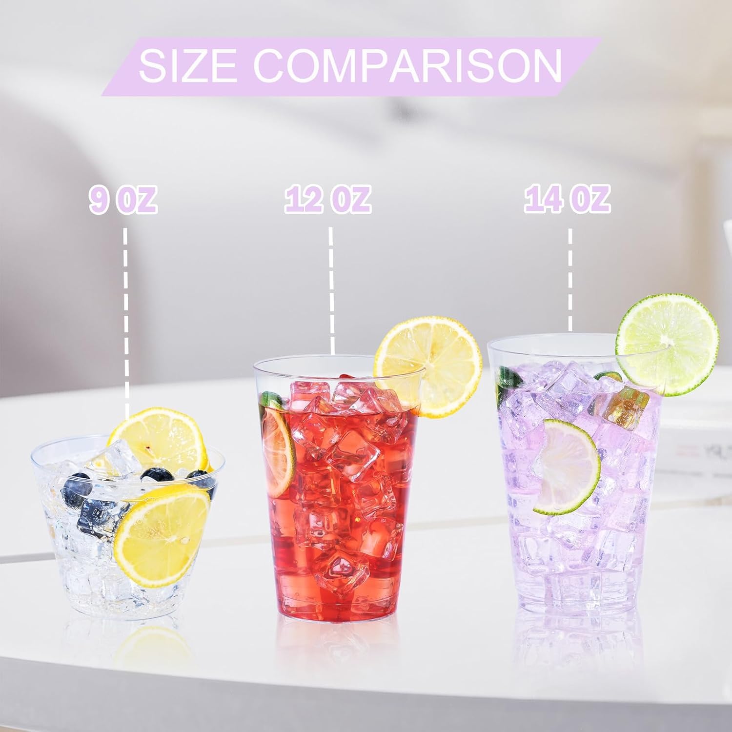 Amazon.com: BYSNOW 100 Pack 14 oz Clear Disposable Plastic Cups, Clear  Plastic Cups Tumblers Cocktail Party Glasses, Elegant Disposable Decoration  Cup for Thanksgiving, Wedding : Health & Household