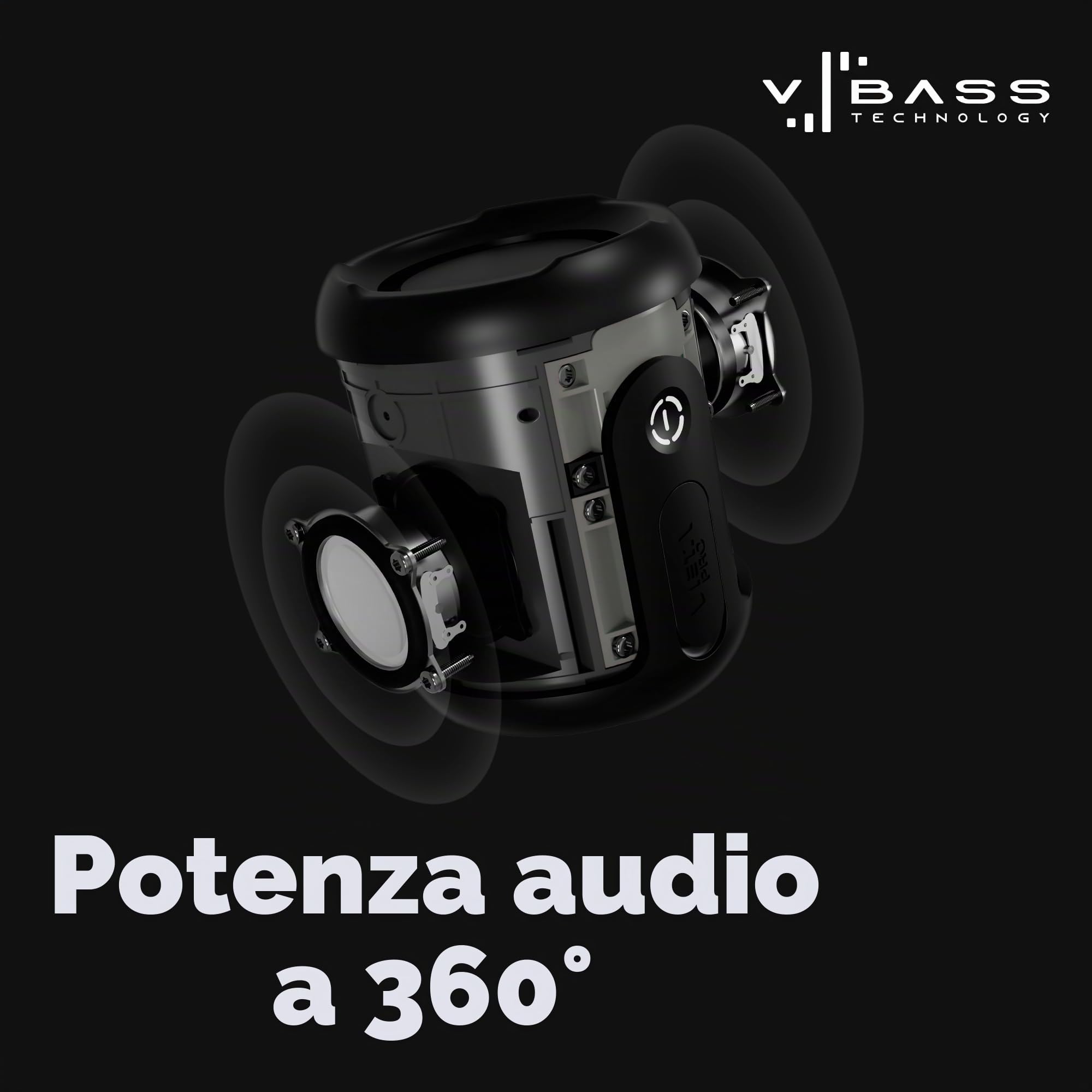 Vieta Pro Altoparlante Bluetooth 5.3, potente 25 W, impermeabile, batteria da 13 ore, microfono, ingresso AUX, USB Type-C, TWS, compatibile con Alexa | Altoparlante portatile Easy 4 Nero