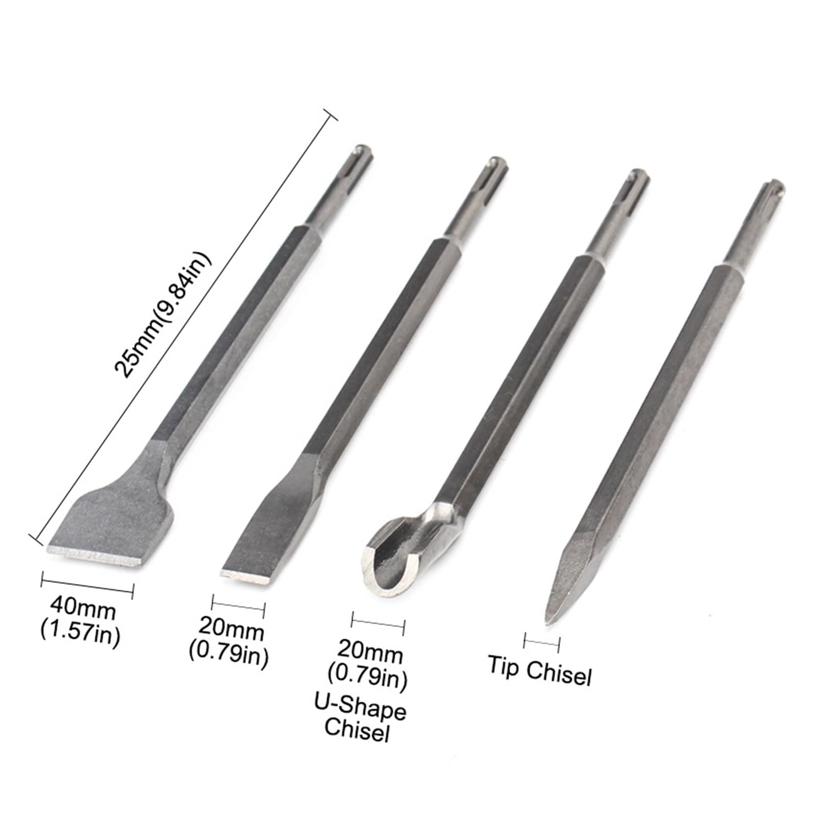 1 pz 25/40/50 mm Punte for Martello Elettrico in Acciaio al Cromo vanadio scalpello Conico sgorbia for spalare Cemento Muro Mattoni Roccia(40mmx270mm)