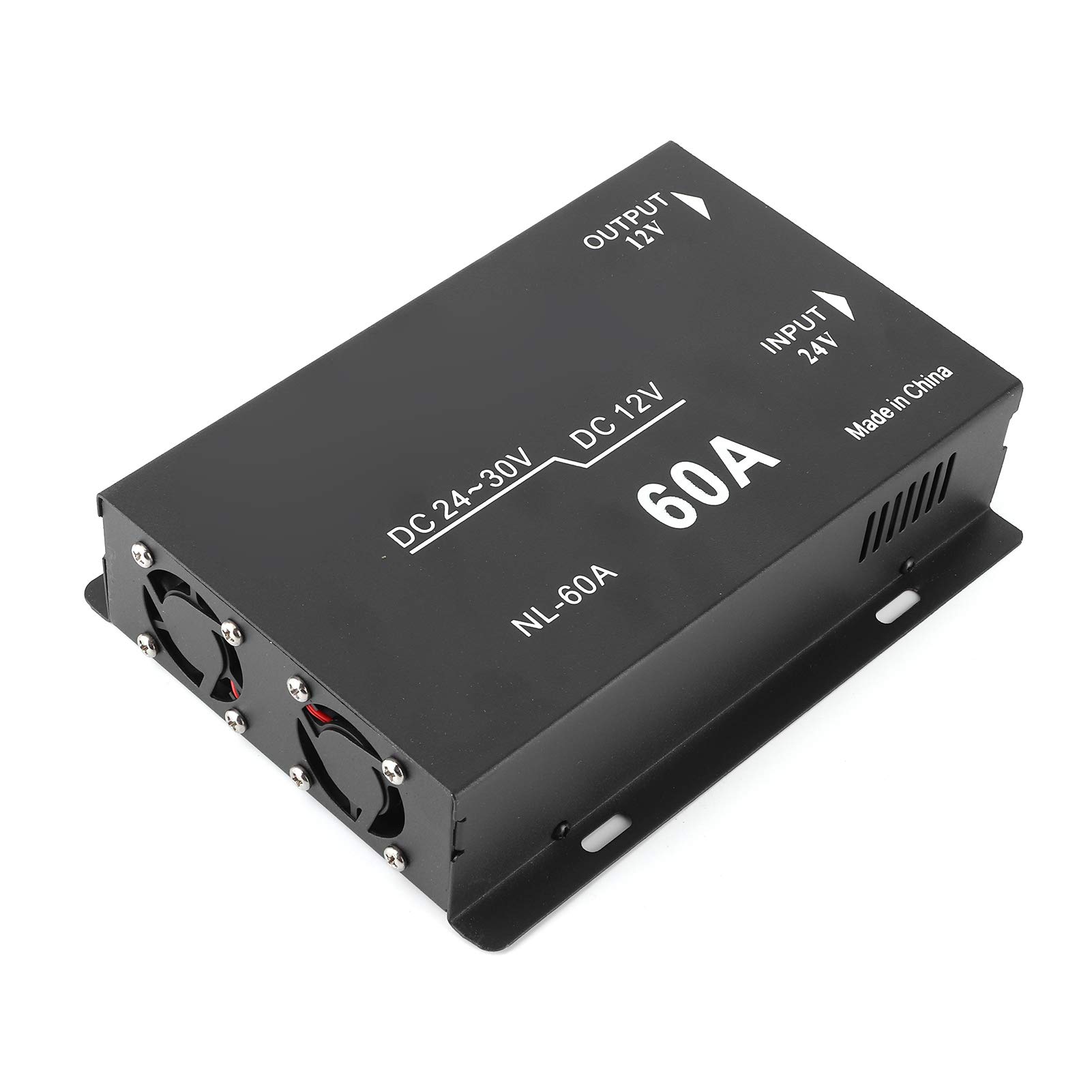 Elektryczna przetwornica napięcia 24 V na 12 V 60 A Wysokowydajny transformator napięcia Adapter do lodówki samochodowej DVD Głośnik niskotonowy Stop aluminium Czarny 720 W
