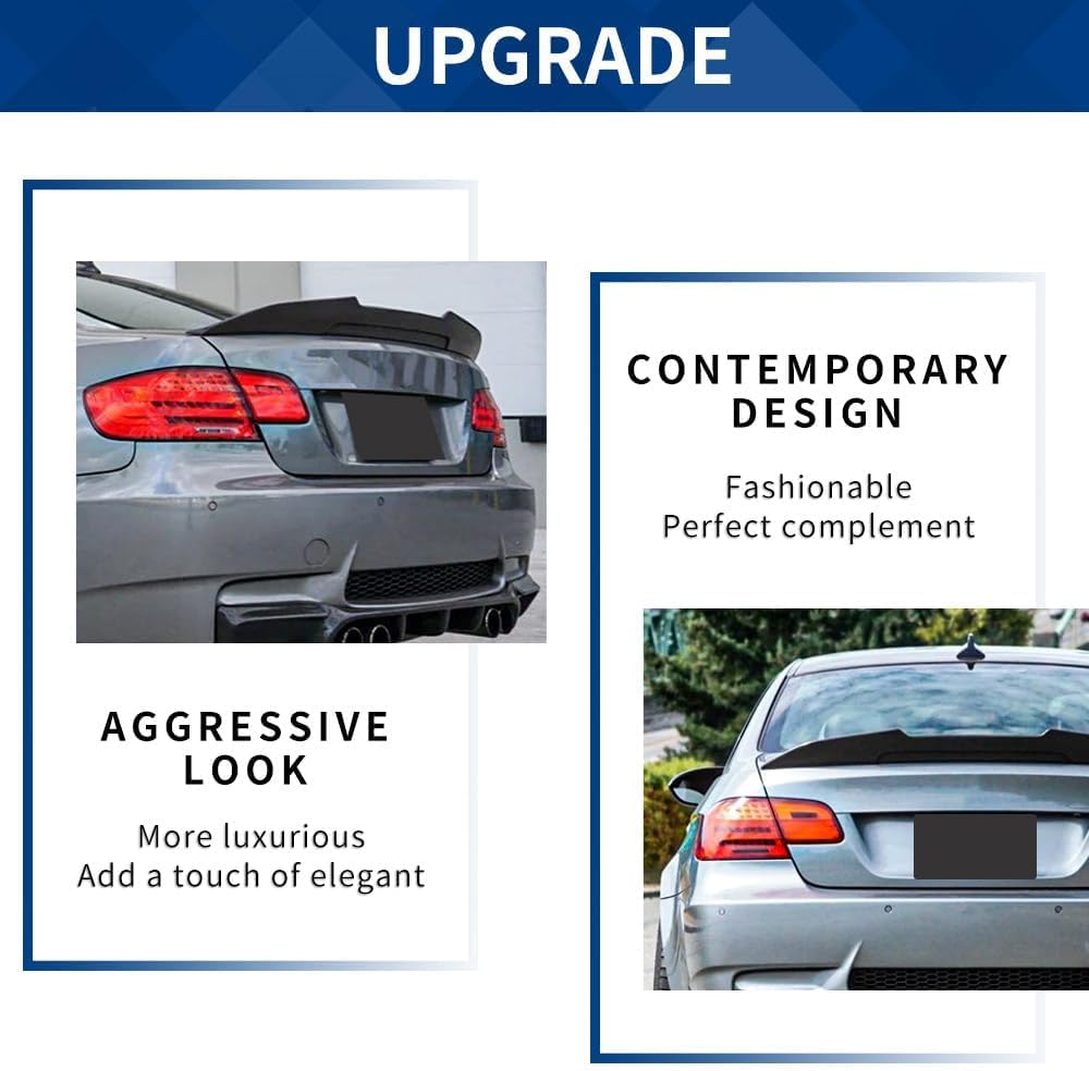 E92 Trunk Spoiler PSM-Style Compatible with (2006-2013) 3 Series E92 Coupe / E92 M3 Coupe Gloss Black