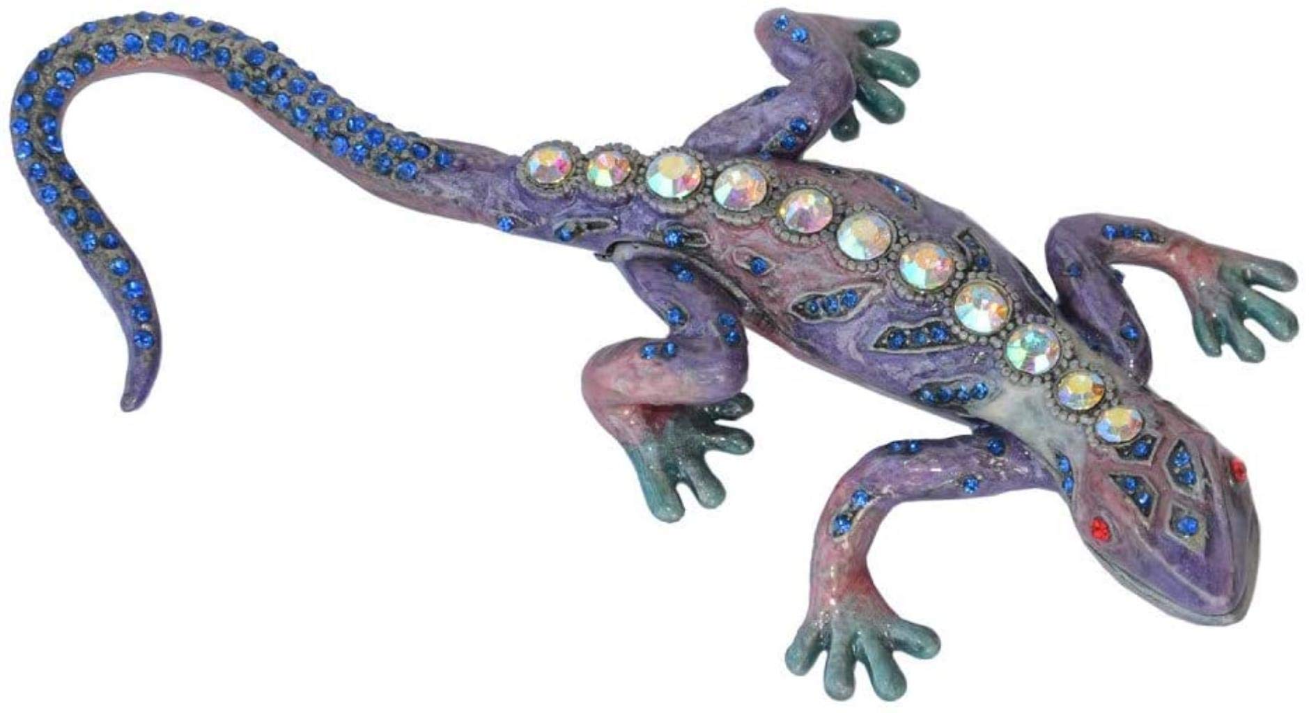 Sculpture Modern Lizard Metal Crystal Trinket Box Pewter Figurines Miniature Gift Sculpture Novelty For Ornament Crafts Arts Home Decorations