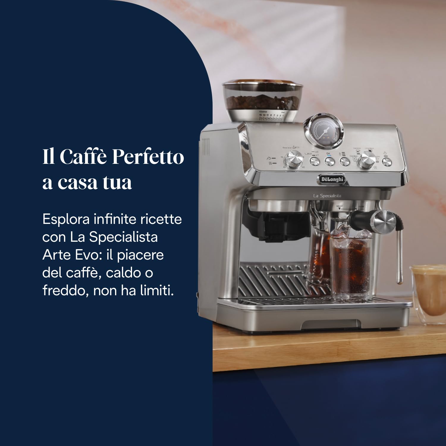 De'Longhi La Specialista Arte Evo EC9255.M, Macchina Caffè Espresso a Pompa, Funzione Cold Brew, Montalatte Professionale, Tecnologia Macinatura Sensoriale, Include Kit Barista, Metallo