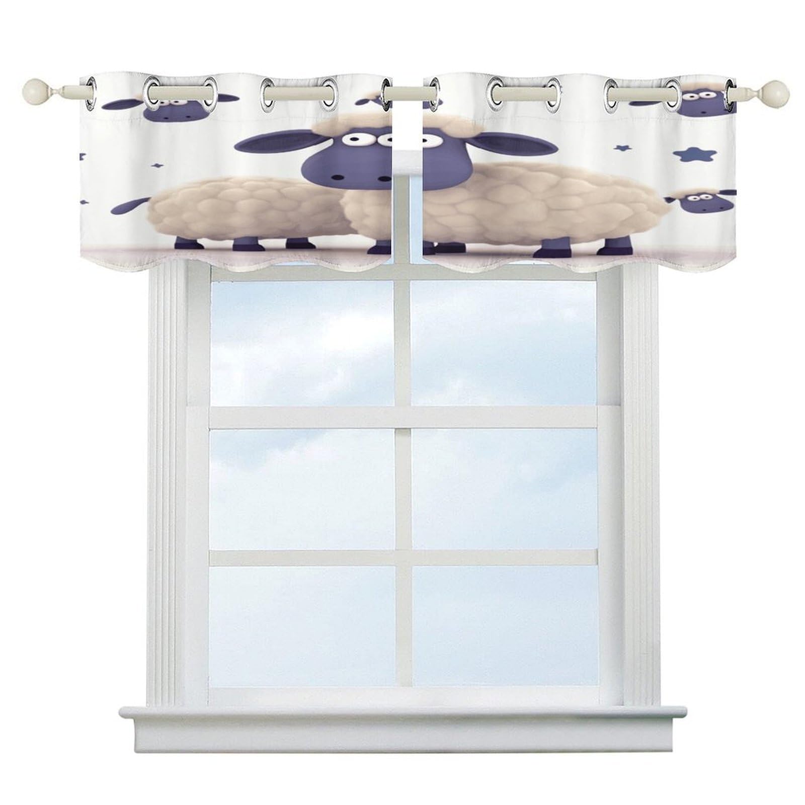 Cortina corta de oveja para ventanas de baño y cocina con aislamiento de luz solar