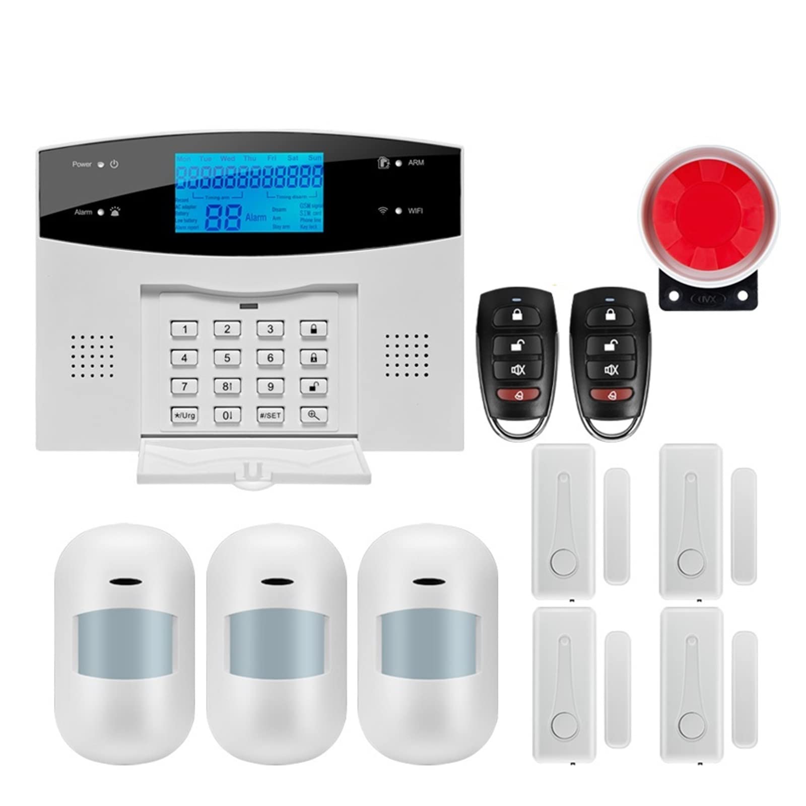 Tuya WiFi gsm Sistema de Alarma Anti Robo Alarma Smart Home Home Alarma Personal LCD Sensor de Puertas de Humo Detector de Movimiento de Pantalla