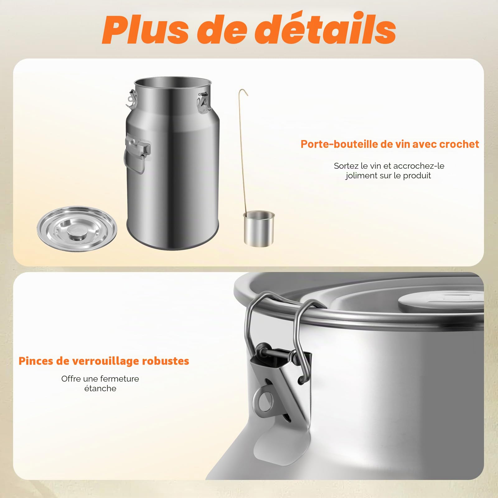Tambour en acier inoxydable scellé de 18 l, fermenteur en acier inoxydable 201, pot à lait domestique, réservoir de stockage, huile, riz, eau, grand réservoir de transport, joint en