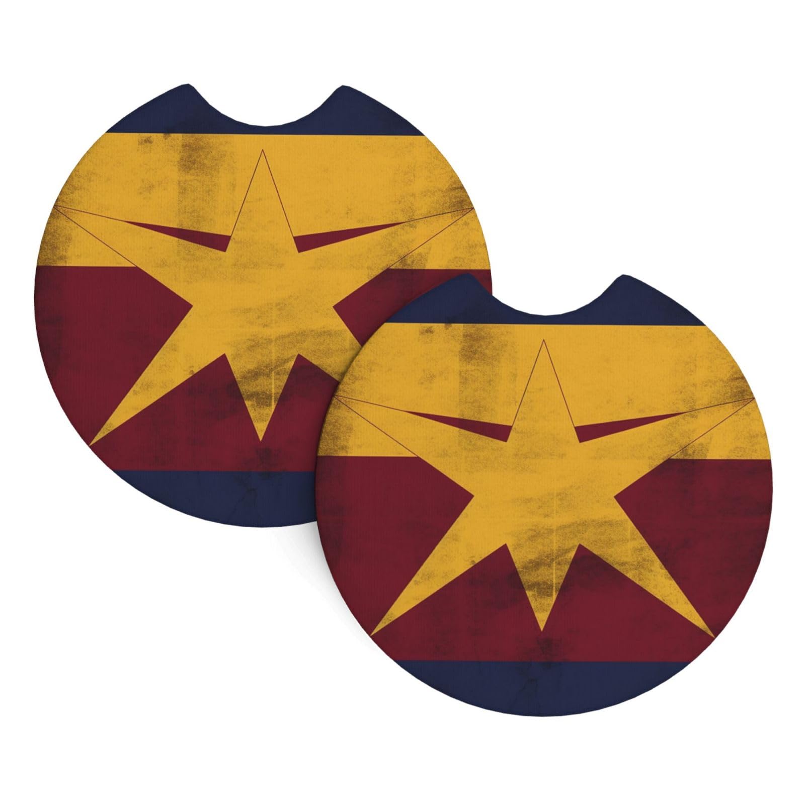 2PCS Car Coaster for Cup Holders Universal Auto Cup Mat Arizona Flag Cup Coaster Pad 2.7" Waterproof Neoprene Non-Slip Cup Holder Coasters Car Interior Accessories for Women Men