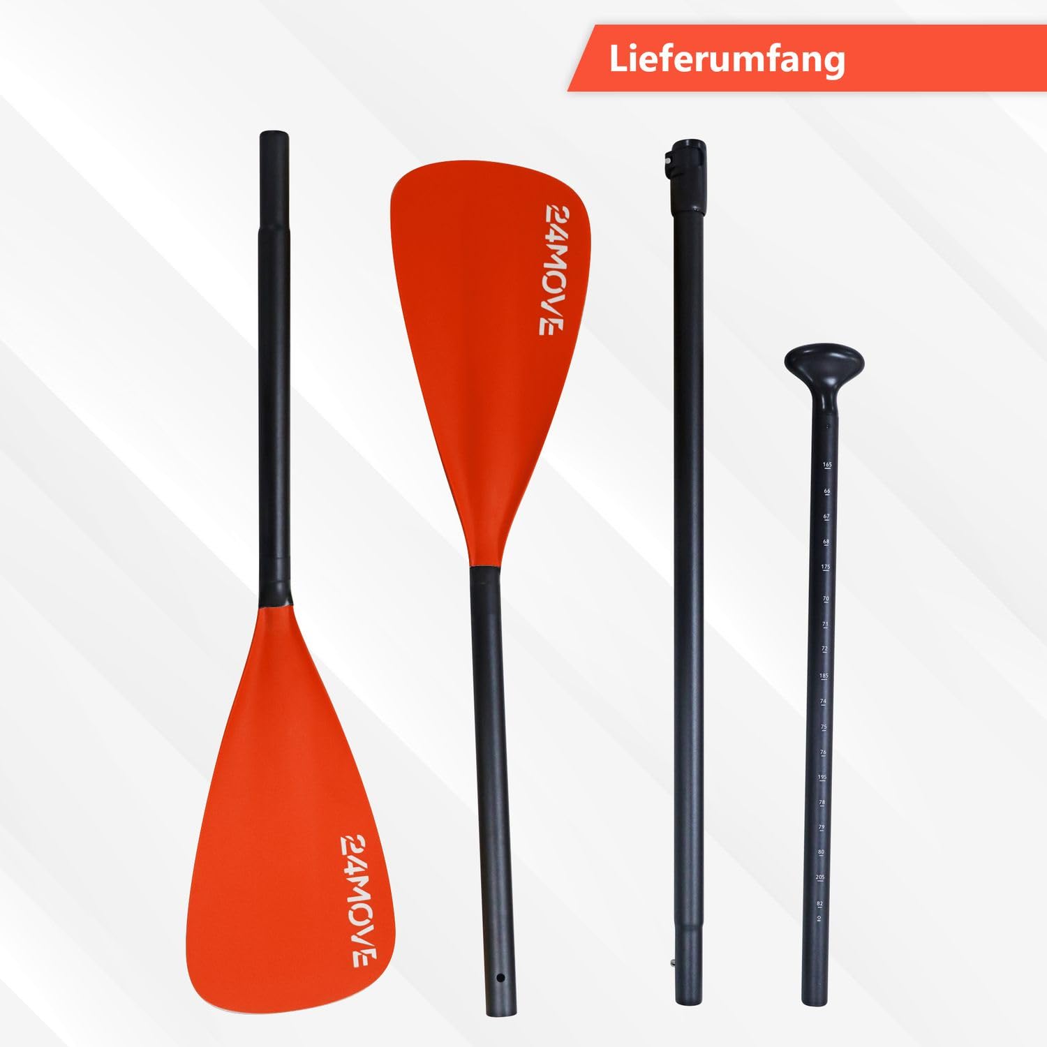 24MOVE® Paddel Doppelpaddel 2 in 1 Teleskoppaddel Stechpaddel und Einzelpaddel