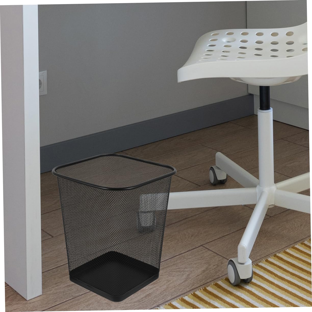 SHINEOFI 2piezas Papelera De Metal Cuadrada Para y Diseño y Espacioso Para Dormitorio y Escritorio Unidades Negro y Plata