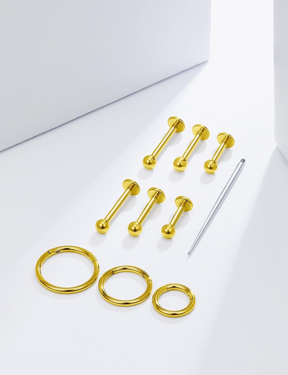 18G 16G 14G Internally Threaded Nose Rings Studs Flat Back Stud Earrings 316L Surgical Steel Nose Rings Studs Tragus Helix Conch Cartilage Lobe Earrings Hoop Piercing Jewelry For Women Men - Image 3