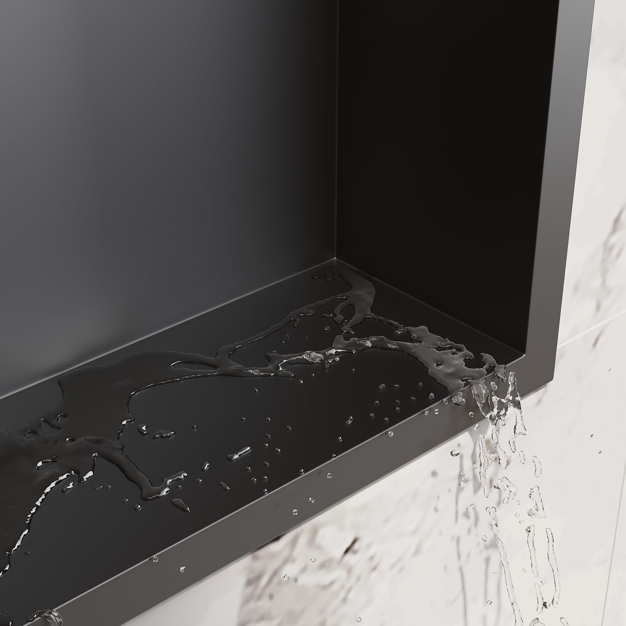 SIRHONA Nicchia da bagno, cuccia da doccia a incasso in acciaio inox, elementi di stoccaggio per la doccia in bagno, 90 x 30 cm, colore: Nero