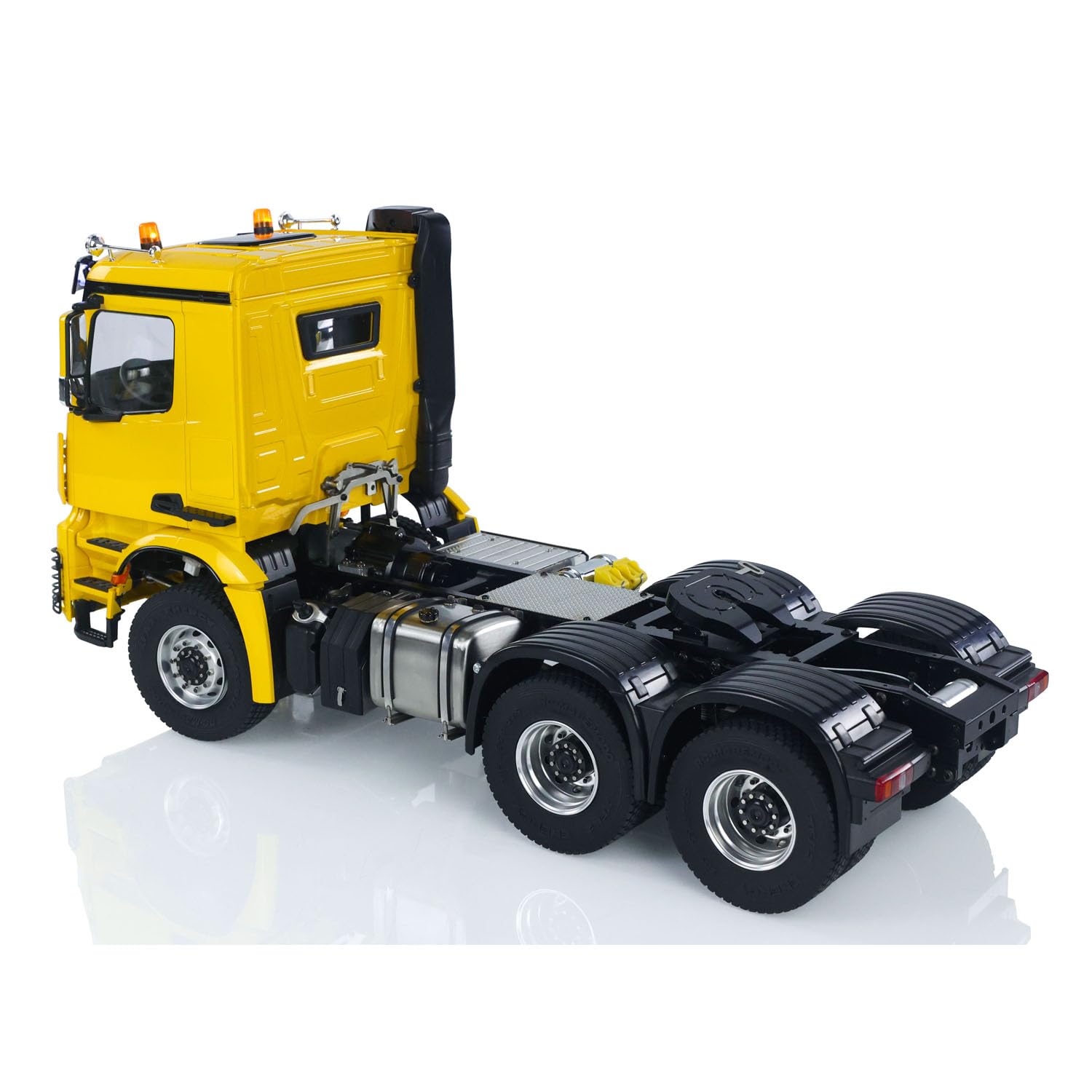 wheelfun 1/14 RC Trcuk 3363 - Modellino di auto per camion radiocomandato, in metallo, senza blocco, cambio a 2 velocità, suono luminoso, modello per adulti (giallo)