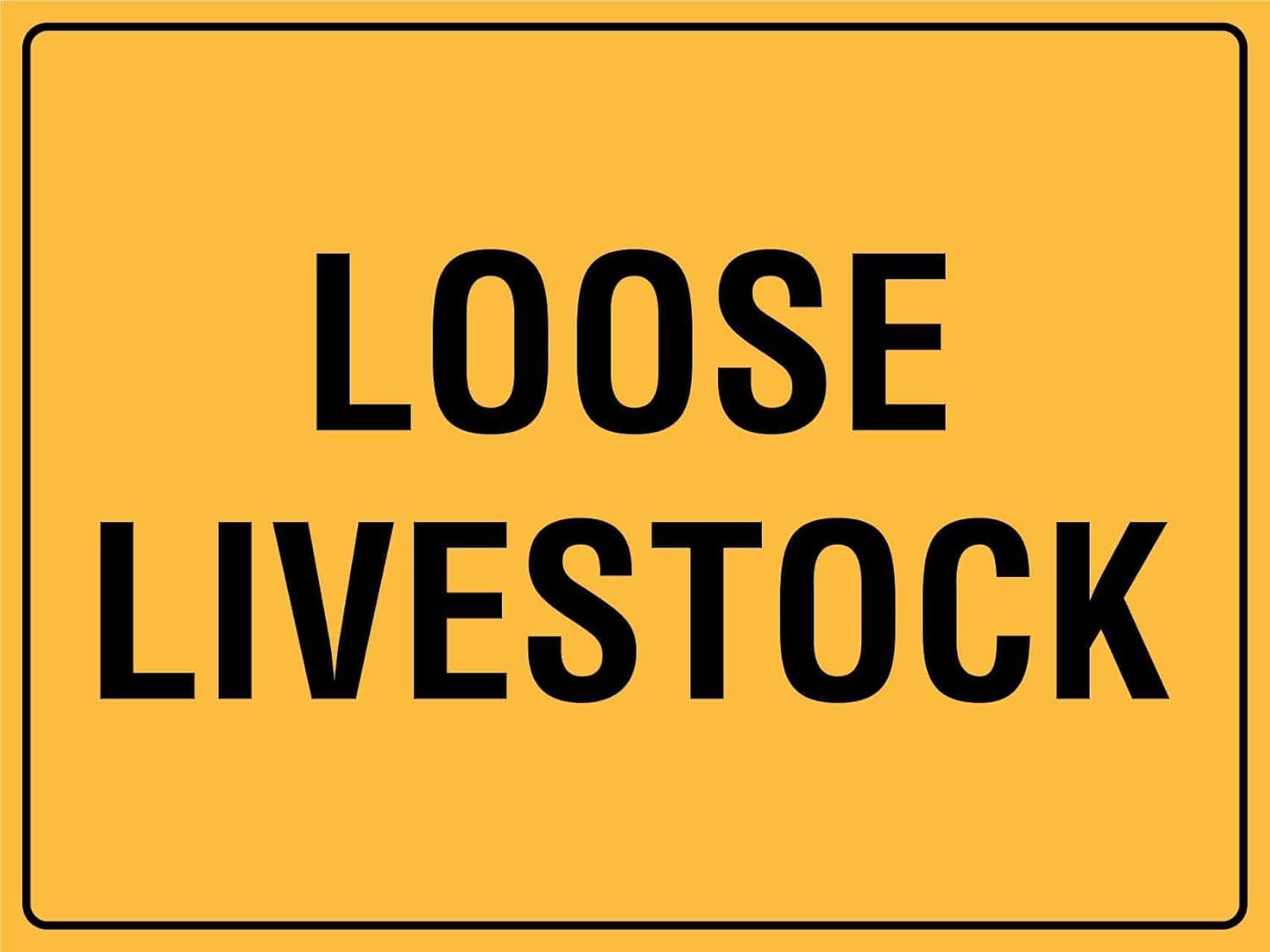 Loose Livestock Rust-Free Aluminum Warning Sign - Weather Resistant, Waterproof, Easy to Mount for Rural Road, Farm, Ranch, Indoor/Outdoor 8x12 inch​