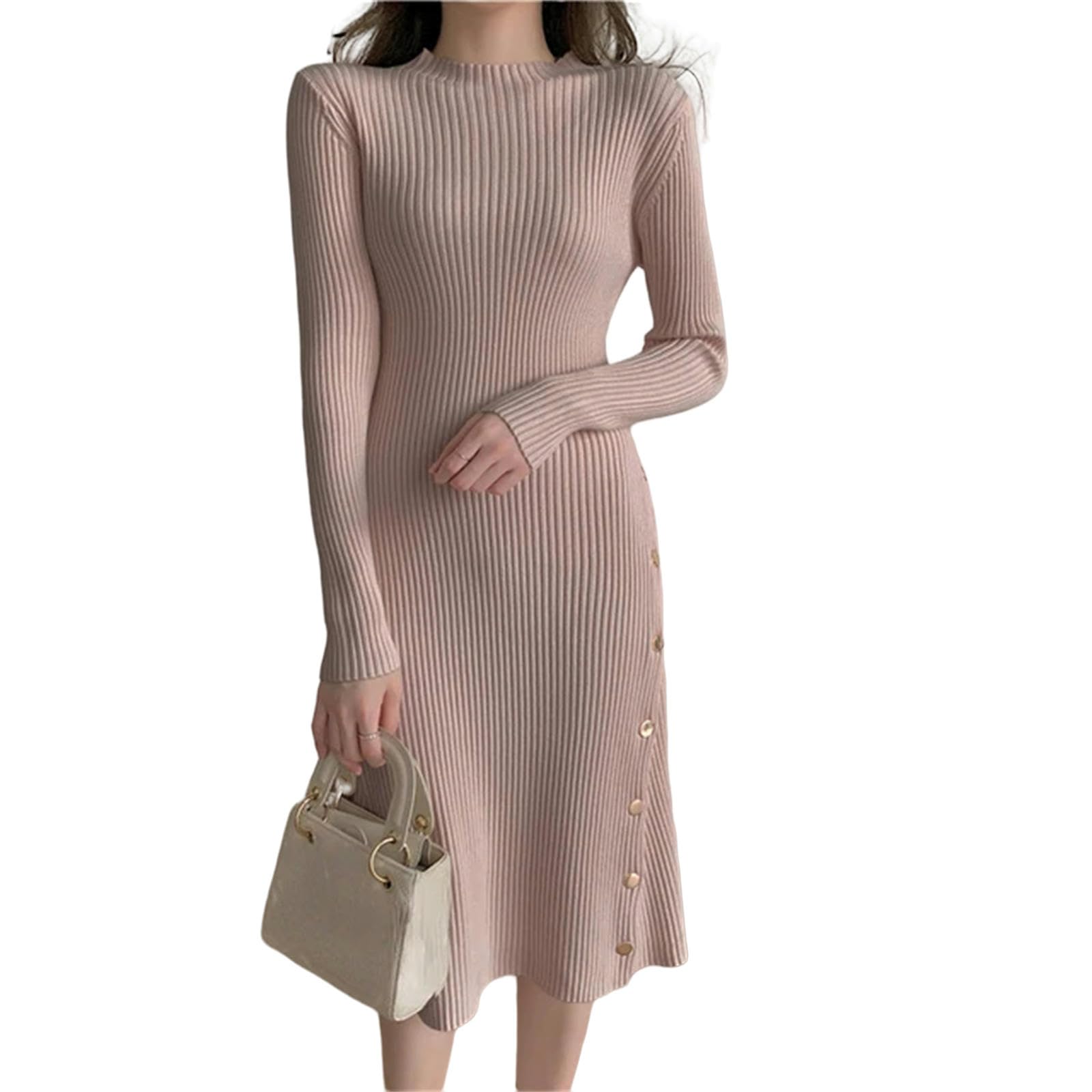 Sukienka kopertowa rozcięta sukienka sweterkowa damska jesienna jednorzędowa elegancka damska dzianinowa sukienka przedsionkowa