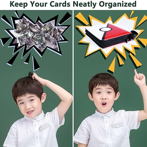 Miniatura 7 de Carpeta de 4 bolsillos, carpeta de tarjetas, 400 tarjetas, carpeta de colección de tarjetas con 50 páginas, funda extraíble de doble cara y