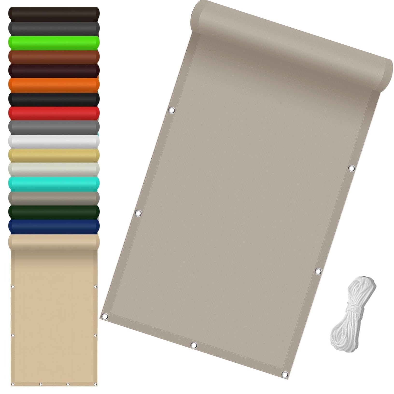 Voile d'ombrage 105x205 cm taupe imperméable et anti-UV pour balcon et jardin