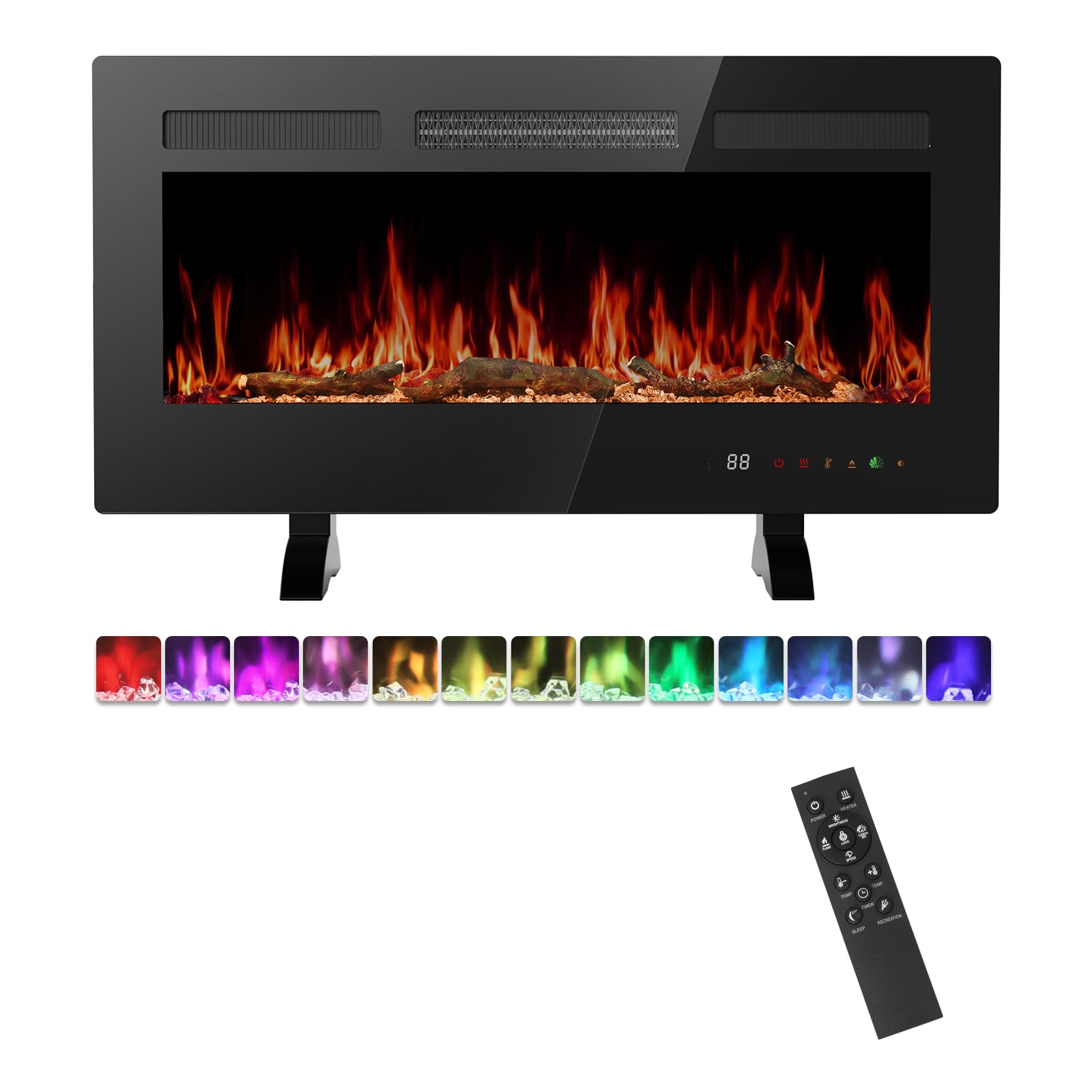 Photo 1 of [MISSING PARTS] [NONFUNCTIONAL] Sweetcrispy 36” Electric Fireplace Insert, Wall Mounted & Recessed Fireplace, 1500W Freestanding Fireplace Heater with Remote & Touch Panel Control, Adjustable Flame Effect, 12H Timer for Indoor use