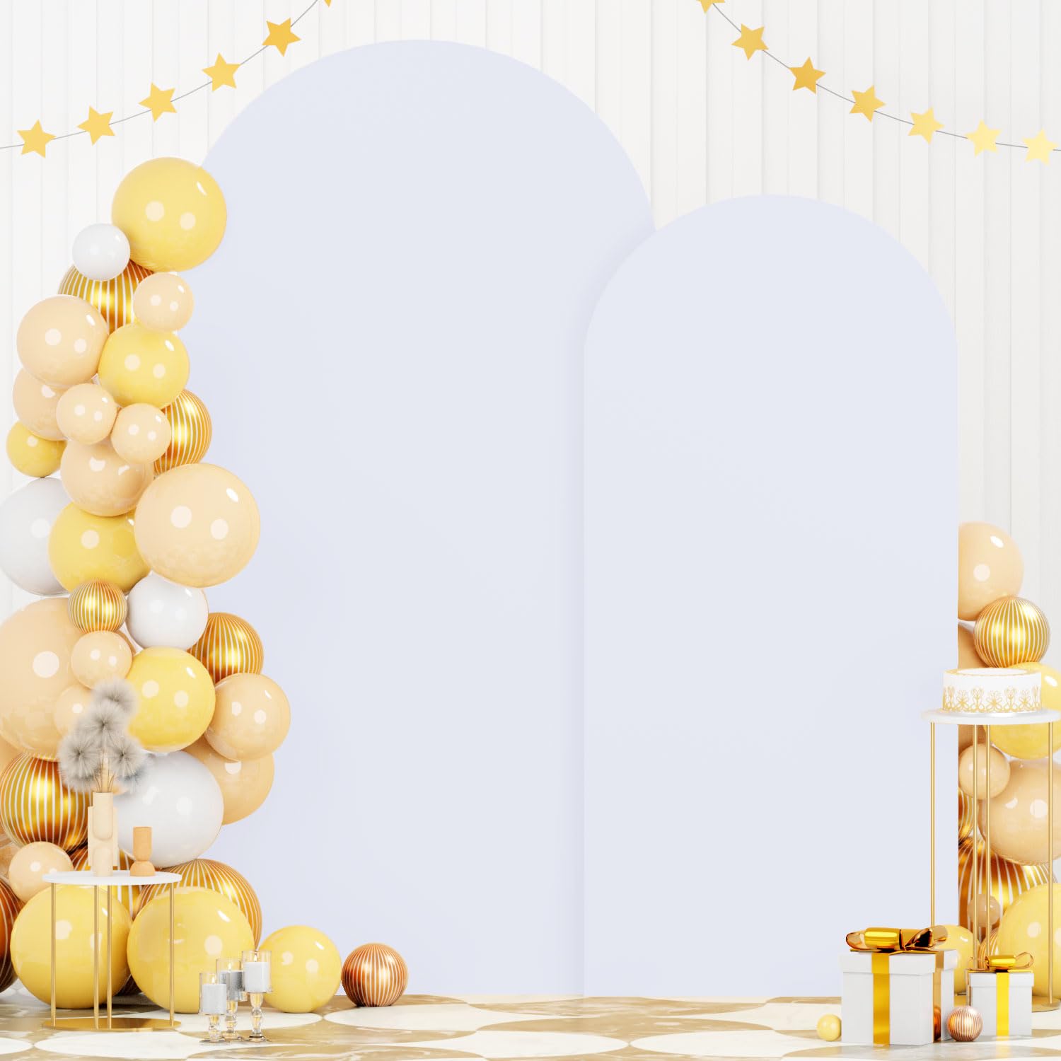 FOTSHARER Arch Covers 7.2 and 6ft White Arch Backdrop Cover Set of 2 Spandex Fitted Arched Backdrop Stand Cover Wedding Arches Covers for Wedding Ceremony Birthday Baby Shower Grad Party Decorations