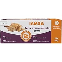 IAMS Delights Land & Sea Collection cibo umido per gatti, multipack con varietà di